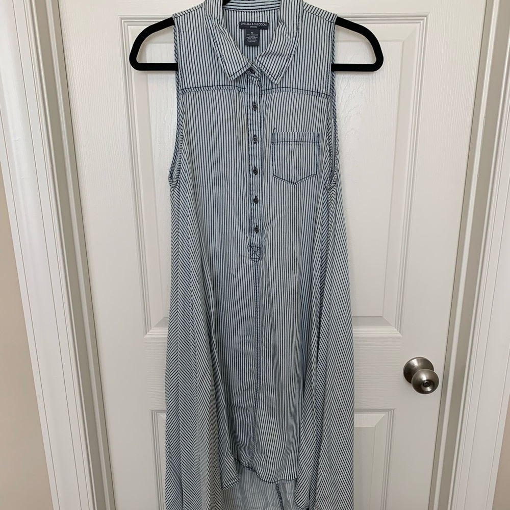 Chelsea + Theodore gray & white stripe dress